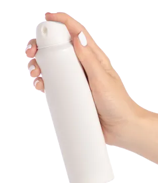 hand holding an aerosol spray